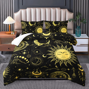 Bohemian mặt trăng mặt trời vàng đen <span class=keywords><strong>bedding</strong></span> <span class=keywords><strong>Set</strong></span> 3D in kỹ thuật số Comforter <span class=keywords><strong>Set</strong></span> - Product Image 4