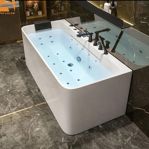 Baignoire autoportante moderne d'intérieur en acrylique avec jets pour Villa White Jacuzzies Baignoire à remous avec douche et cascade intégrée - Product Image 1