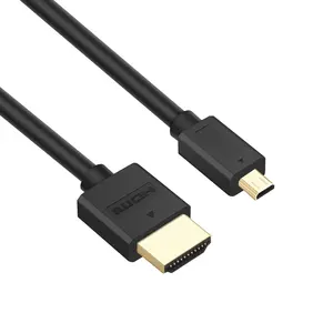 Cabo hdmi macho a macho para d 4k, cabo micro hdmi com suporte ethernet, 3d, miro hdmi 2.0, slim am para dm oem cn; gua preto