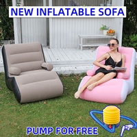 Canapé gonflable moderne Pompe à pied Nouveau canapé paresseux en forme de S Chaise longue gonflable floquée en PVC Canapé gonflable