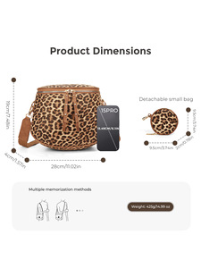 Bolso Bandolera con Estampado de Leopardo, con <span class=keywords><strong>Mini</strong></span> Monedero Desmontable y Correa Ancha Ajustable, Bolso Bandolera de Nylon - Product Image 2