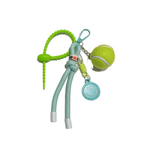 Lanière tendance en forme de visage souriant avec balle de tennis, breloque pour téléphone portable, cordon tressé, pendentif de sac, accessoire sportif, porte-clés pour fille - Product Image 5