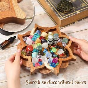 Plateau à fleurs vintage en acacia, plateau de présentation en bois massif pour cristaux, boîte de rangement de bijoux de bureau, boîte d'aromathérapie couleur naturelle Ly1224 - Product Image 2