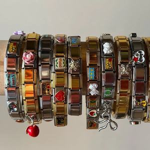 Accesorio de joyería de acero inoxidable 304 transfronterizo, módulo floral con efecto de goteo de aceite para pulseras de dijes de moda DIY y pulseras elásticas - Product Image 1