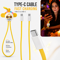 Câble de charge rapide 60W USB C vers USB C avec dragonne anti-chute motif Crâne, thème Jour des Morts mexicain