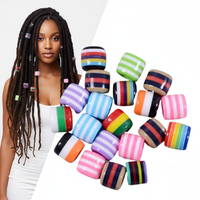 100 Pezzi Perline in Resina Colorate 11x10mm con Foro da 6mm, Motivo a Strisce Arcobaleno per Dreadlocks, Clip per Capelli, Extension per Trecce