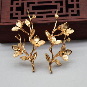 Bridal Hairpins Gold Plated Copper Floral Design For <b>Wedding</b> <b>Accessories</b> - Product Image 1