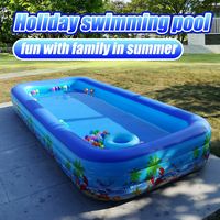Piscine gonflable pour enfants, en PVC, fond à bulles, 1,5 m, imprimé plage, petite taille, forme rectangulaire