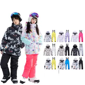 High quality windproof waterproof winter cold warm thick boys girls children ski jacket ski pants kids ski suit