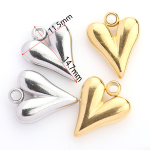 Colgante de acero inoxidable con forma de corazón, rosa y cola de pez para la elaboración de collares, accesorios de joyería chapados en oro y plata H1294 - Product Image 4