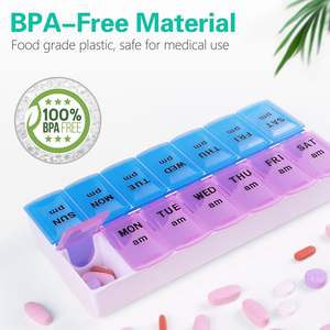 Caja de Almacenamiento Semanal para Pastillas, 2 Piezas, Organizador de Plástico, 7 Días, AM/PM, Estuche Extraíble para Medicamentos - Product Image 3