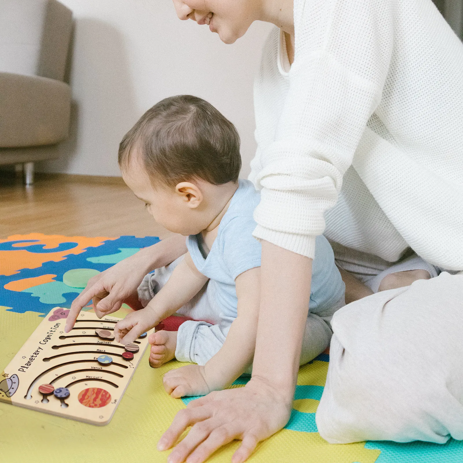 Holz-Kognitives Brett Montessori-Kinder-Spielzeug pädagogisches Aufklärungsspielzeug Kinder Galaxie Planeten Kognitives Spielbrett Babyspielzeug