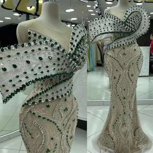 <span class=keywords><strong>Vestido</strong></span> de Fiesta Talla Grande 2026, Vestidos de Invitada de Boda de Lujo con Cristales Verdes, Vestidos de Gala Formales Aso Ebi Personalizados - Product Image 2