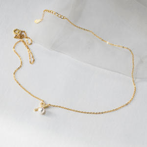 Collar de Plata de Ley S925 para Mujer Wenchi, Cadena de Clavícula con Perlas Sintéticas Curvadas, Estilo Ins, Cadena Geométrica Figaro, Cadena de Caja, China - Product Image 5