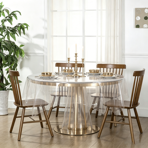 <strong>Round</strong> Modern Woven Vinyl Waterproof Clear Pattern Home Use <strong>Table</strong> Cover <strong>Protector</strong> with Customizable Size - Product Image 1