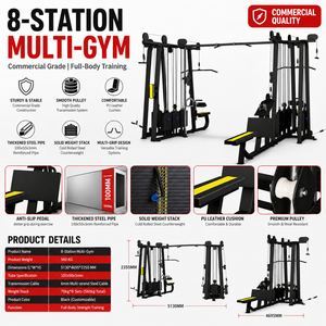 Gimnasio Multifuncional Profesional de 8 Estaciones con Cable Recubierto de Goma de 6 mm - Estación de Fuerza de Acero Reforzado de 100x50 mm <span class=keywords><strong>para</strong></span> Uso Comercial - Product Image 5