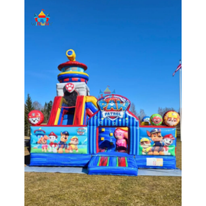 Comercial PVC mármol perrito patrulla inflable Castillo tobogán combinado para alquiler - Product Image 2