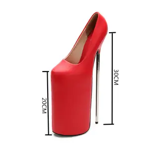 De lujo del dedo del pie cerrado sexy para mujeres plataforma 30CM muy super tacón alto zapatos