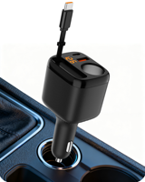 Pengisi Daya Mobil 78W 12-24V Kabel Dapat Ditarik Pemantauan Pengisian Cepat Khusus USB Tipe C Port Pemantik Rokok Kompatibel Apple