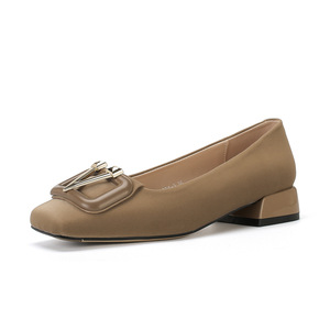 Zapatos Planos de Satén para Mujer, con Punta Cuadrada, Sin Cordones, Tacón Bajo, Cómodos, para Todas las Temporadas, Negros, Decorados con Hebilla - Product Image 4