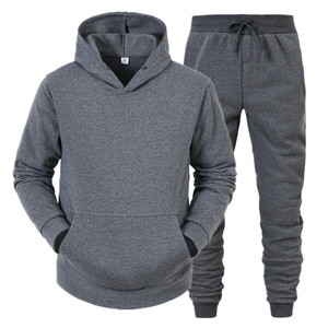 Nuovo stile da uomo felpa con cappuccio autunno inverno alta qualità LOGO di personalizzazione spessa tinta unita Set sportivo OEM - Product Image 6