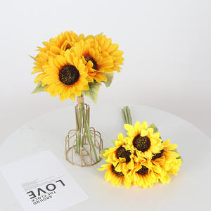 Flores Artificiales de Girasol de Seda Amarilla de Alta Calidad, Decoración para el Hogar, Fiestas, Bodas, Eventos, Pequeño Ramo de Coronación, <span class=keywords><strong>Directo</strong></span> de China - Product Image 5