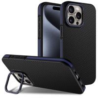 Fundas de teléfono de fibra de carbono para Iphone 16 15 14 13 12 11 Plus Pro Max, funda duradera resistente magnética con soporte de cámara de Metal