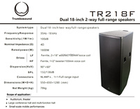 Système de sonorisation portable TR218F avec deux caissons de basses de 18 pouces, 2 voies, 1800 W, pleine gamme, réponse en fréquence de 35 Hz à 18 kHz, pour utilisation en extérieur