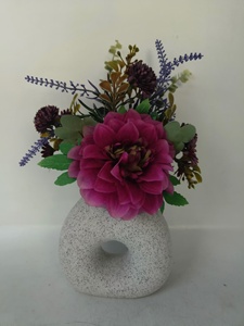 Dalia artificiale di seta di <span class=keywords><strong>plastica</strong></span> Donut vaso decorazione per la casa laurea di alta qualità per sempre finto vero tocco fiore bellissimo al coperto - Product Image 5