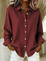 Chemise à carreaux à manches longues et col rabattu pour femme, polyvalente, quatre saisons, mode européenne et américaine