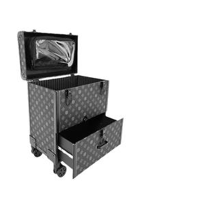 Trolley de salon professionnel pour maquillage avec tiroir, 4 roues, poignée détachable, motif à pois, boîte de rangement pour outils de beauté à domicile - Product Image 1