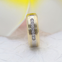 Bijoux Paston argent 925 2mm taille ronde classique hommes bagues plaqué or jaune moissaanite hommes anneau pour cadeau bagues de mariage