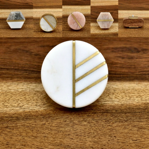Modern Brass Cabinet <b>Knob</b> Set White Resin and Natural Stone Geometric Round Oval Hexagon Square Decorative <b>Drawer</b> Pulls Luxury - Product Image 1