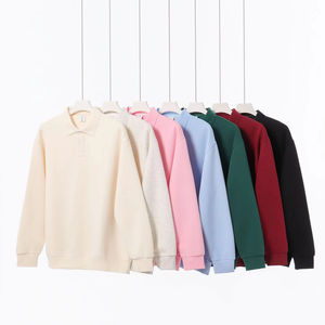 เสื้อสเวตเชิ้ตคอกลมติดกระดุมผ้าฝ้ายสไตล์สตรีทแวร์ย้อนยุคทรงหลวมใส่ได้ทั้งชายและหญิง พิมพ์โลโก้ตามสั่ง - Product Image 1