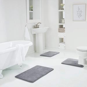 Ensemble de tapis de bain en mousse <span class=keywords><strong>à</strong></span> mémoire de forme FIGOO-Custom 3 pièces, antidérapant, séchage rapide, lavable en <span class=keywords><strong>machine</strong></span>, prix d'usine - Product Image 4