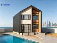 100 ㎡   Villa modulaire de luxe à deux étages, spacieuse, avec séjour ouvert, salles de bain privées, alimentée à l'énergie solaire