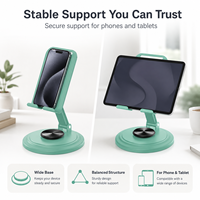 Macaron Vert 360 °   Support de téléphone de bureau rotatif, support de bureau pliable réglable en hauteur pour smartphone, tablette, maison, bureau