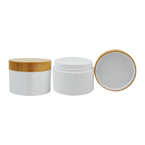 Tarro <span class=keywords><strong>de</strong></span> Plástico PP Blanco <span class=keywords><strong>de</strong></span> 30g 50g 100g para Crema para el Cuidado <span class=keywords><strong>de</strong></span> la Piel con Tapa <span class=keywords><strong>de</strong></span> Bambú Natural, Envase Cosmético Recargable para Mascarillas Faciales - Product Image 2