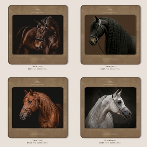 Décoration Murale de Luxe 80x80cm Carrée en Cuir Texturé 3D, Art Équestre Chevaux Anglais, Cadre Double Premium pour la Maison - Product Image 6