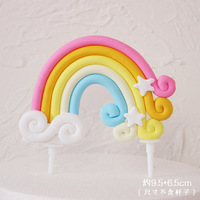 Drei dimensionale große Stern Regenbogen Polymer Clay Kinder Kuchen Dekoration Kinder Kuchen Topper