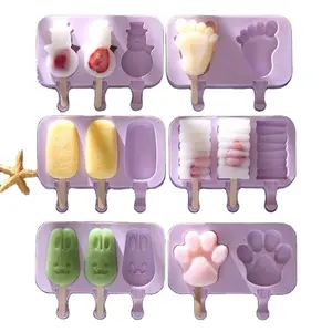 1 cái Ice Cream công cụ nhà bếp công cụ tự chế Ice Lolly Popsicle Maker khay Silicone với bụi che phim hoạt hình dễ thương DIY Kem khuôn