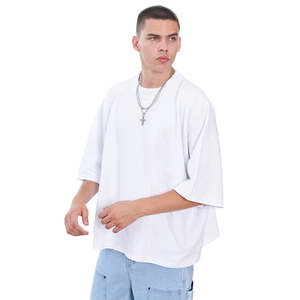 Hot Exquisite Design 100% Cotton Street Style Grueso Recortado O Cuello Manga corta Boxy Oversize Camisetas para hombres - Product Image 1