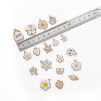 Liontin Enamel Tetesan Minyak Paduan Logam Bunga Putih untuk Pembuatan Perhiasan Gelang Kalung & Komponennya