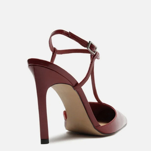 Sandales à talons hauts sexy pour femmes, style personnalisé, à bride en T, bout pointu, grande taille 45, coupe large - Product Image 5