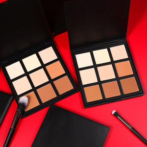 Palette de fond de teint minéral 9 couleurs en gros Palette de <span class=keywords><strong>contour</strong></span> de maquillage en poudre pressée imperméable avec Palette de bronzage surligneur - Product Image 2
