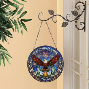 Pendentif attrape-soleil en vitrail, décoration américaine pour le 250e anniversaire, 1776-2026, décor du Jour de l'Indépendance - Product Image 1