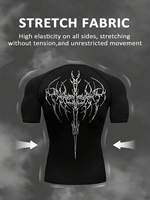 Ensemble T-shirt de compression imprimé style gothique pour homme + pantalon long ample - Ensemble de sport et de gym à séchage rapide avec motif ange caché