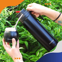 Ensemble complet de maté moderne de 1 litre + 4 oz, comprenant une gourde à maté, un thermos, une bombilla et une brosse de nettoyage, en acier inoxydable 304 18/8 de qualité