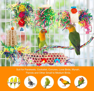 Juguetes Naturales para Aves, Juego de Juguetes de Madera Coloridos para Masticar y Buscar Alimentos para Loros, Venta al Por Mayor - Product Image 6
