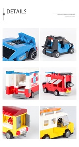 DIY Mini khối Đồ chơi kéo trở lại xe đồ chơi thành phố đua mô hình khối xây dựng cổ điển Rally siêu tay đua xe đồ chơi - Product Image 4